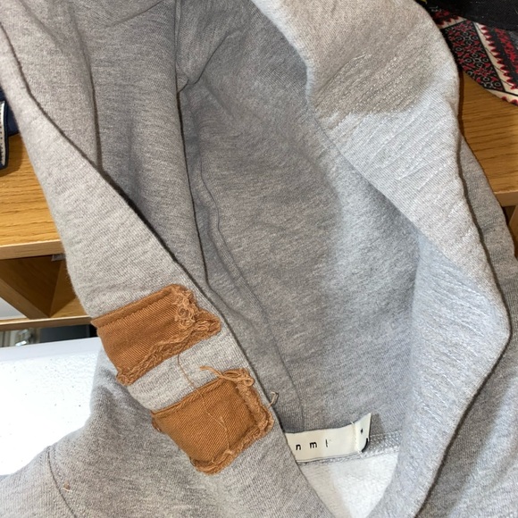 MNML Outerwear Oversized Gray & Brown Mash Up Hoodie | Size Medium - Picture 6 of 16